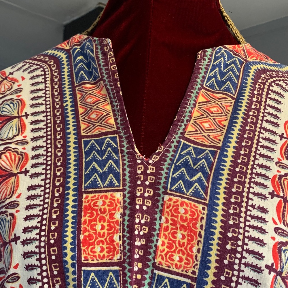 Red Boho Pattern Pullover Shirt - Picture 3 of 6
